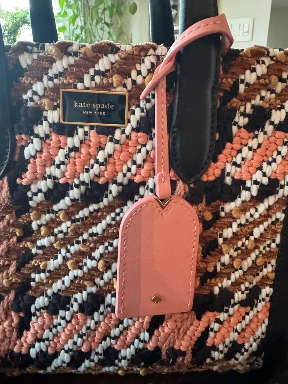 Kate Spade Manhattan Plaid Chunky Woven Tote in Dancer Pink NWT - Picture 4 of 9